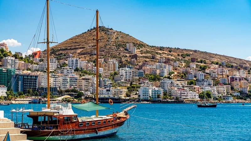 Saranda’s,City,View,Ionian,Sea.,Bright,Morning,Scene,Of,Albania,