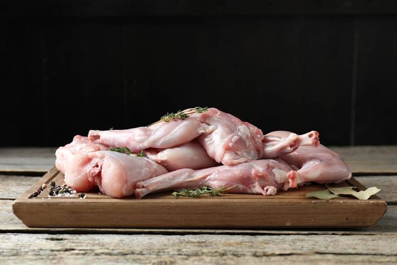 Fresh,Raw,Rabbit,Meat,And,Spices,On,Wooden,Table