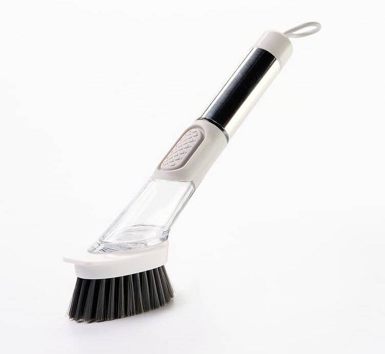 A,Dish,Washing,Brush,With,A,Soap,Dispenser,Inside